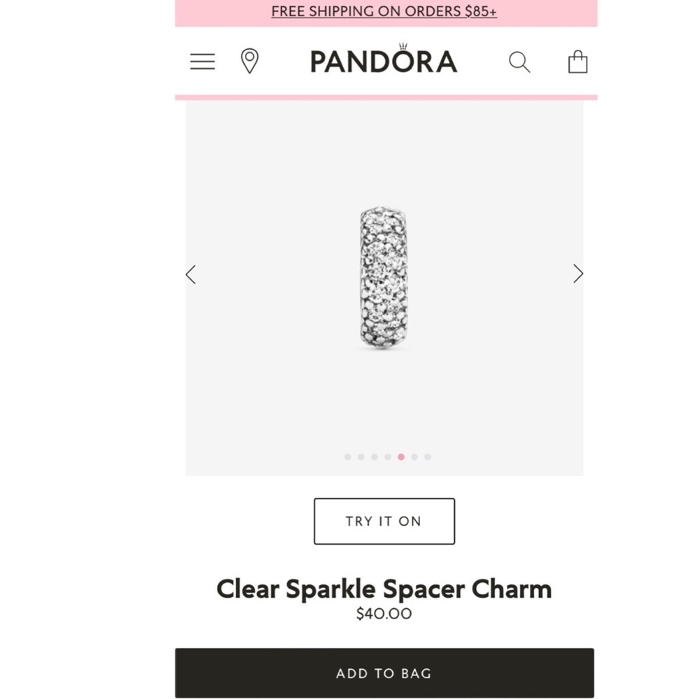 2 PANDORA Clear Sparkle Spacer Charm